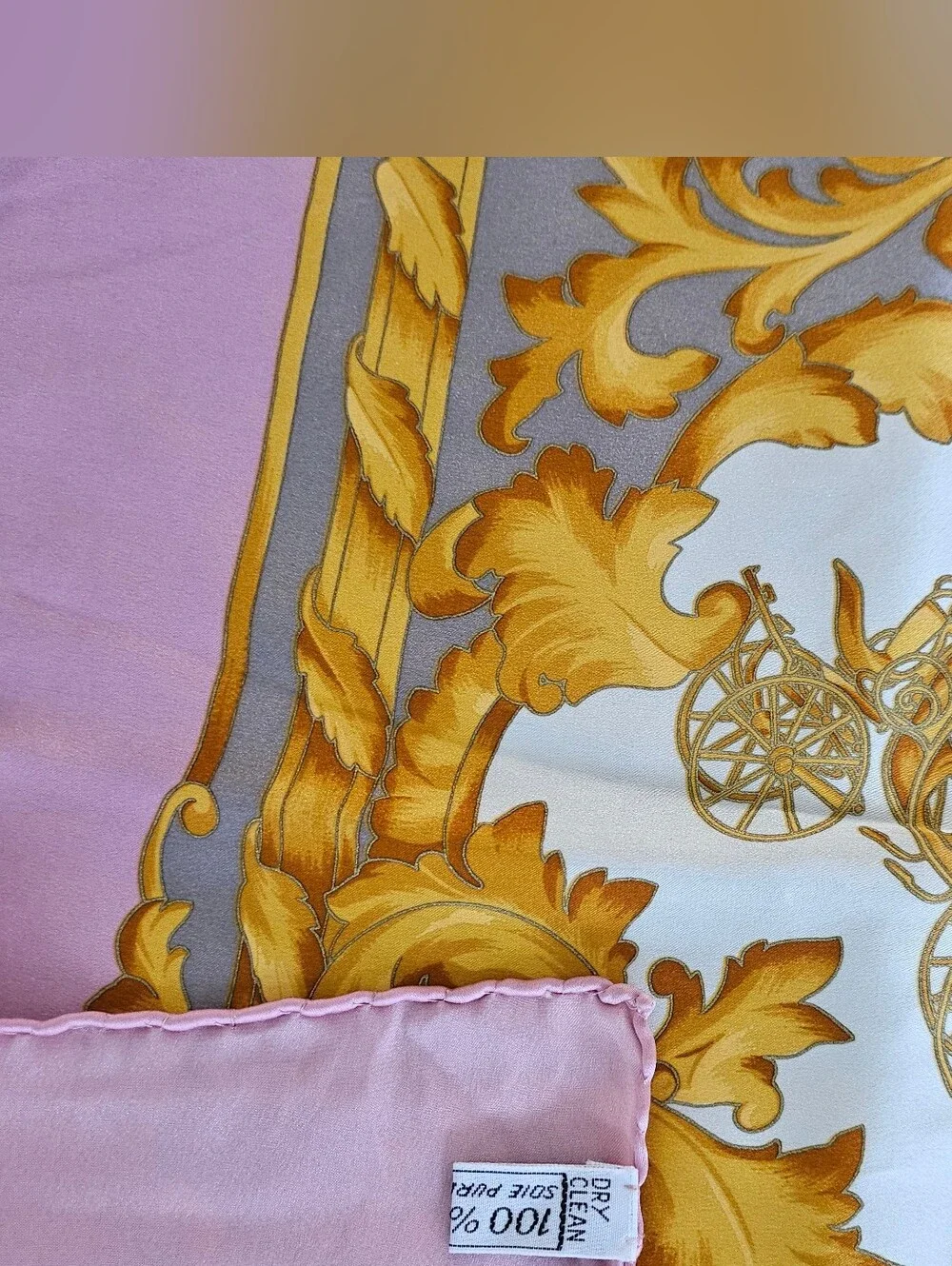 Celine Pink & Gold Baroque Silk Scarf
